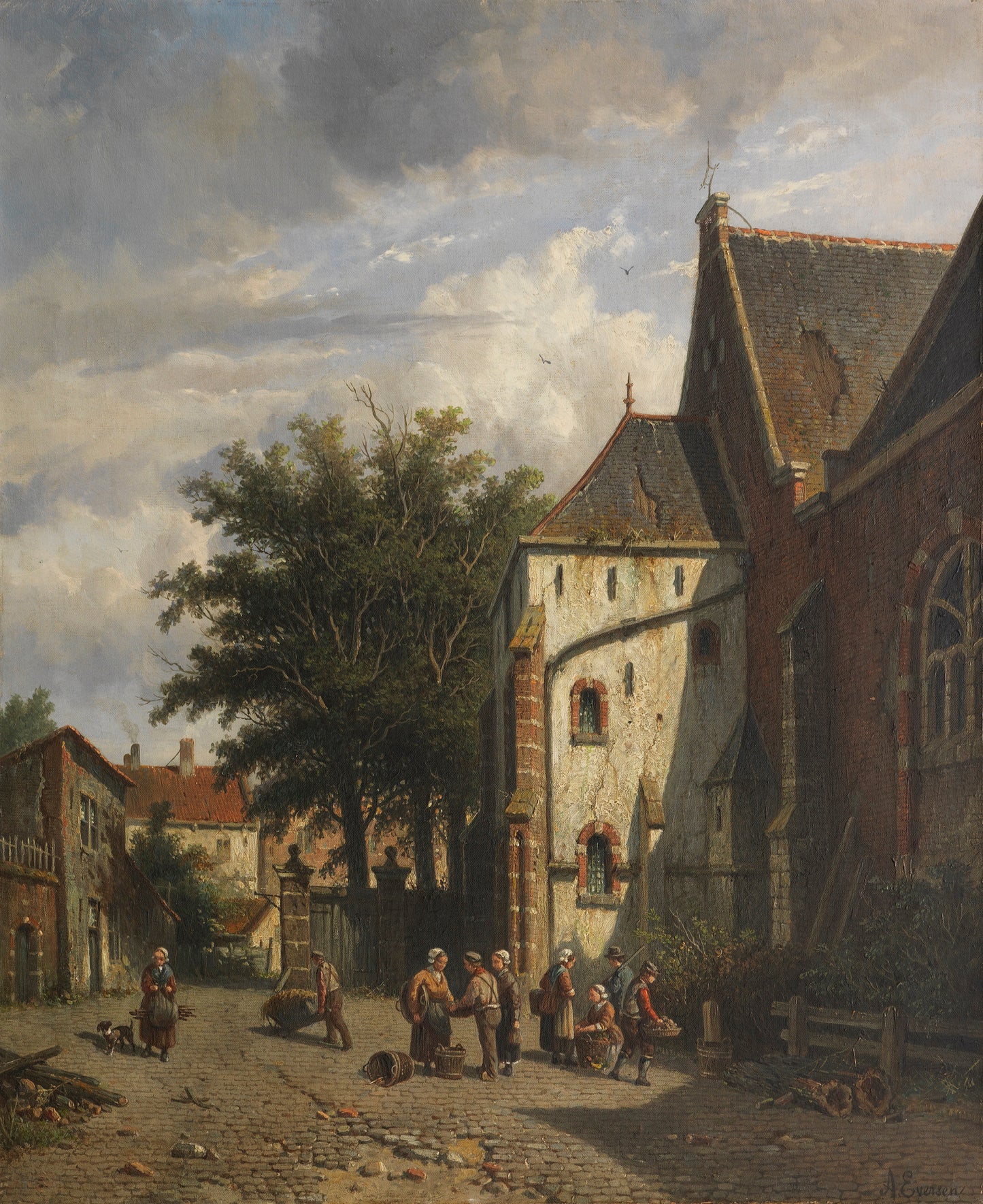 Atrás da igreja ocidental em Enkhuizen - Adrianus Eversen