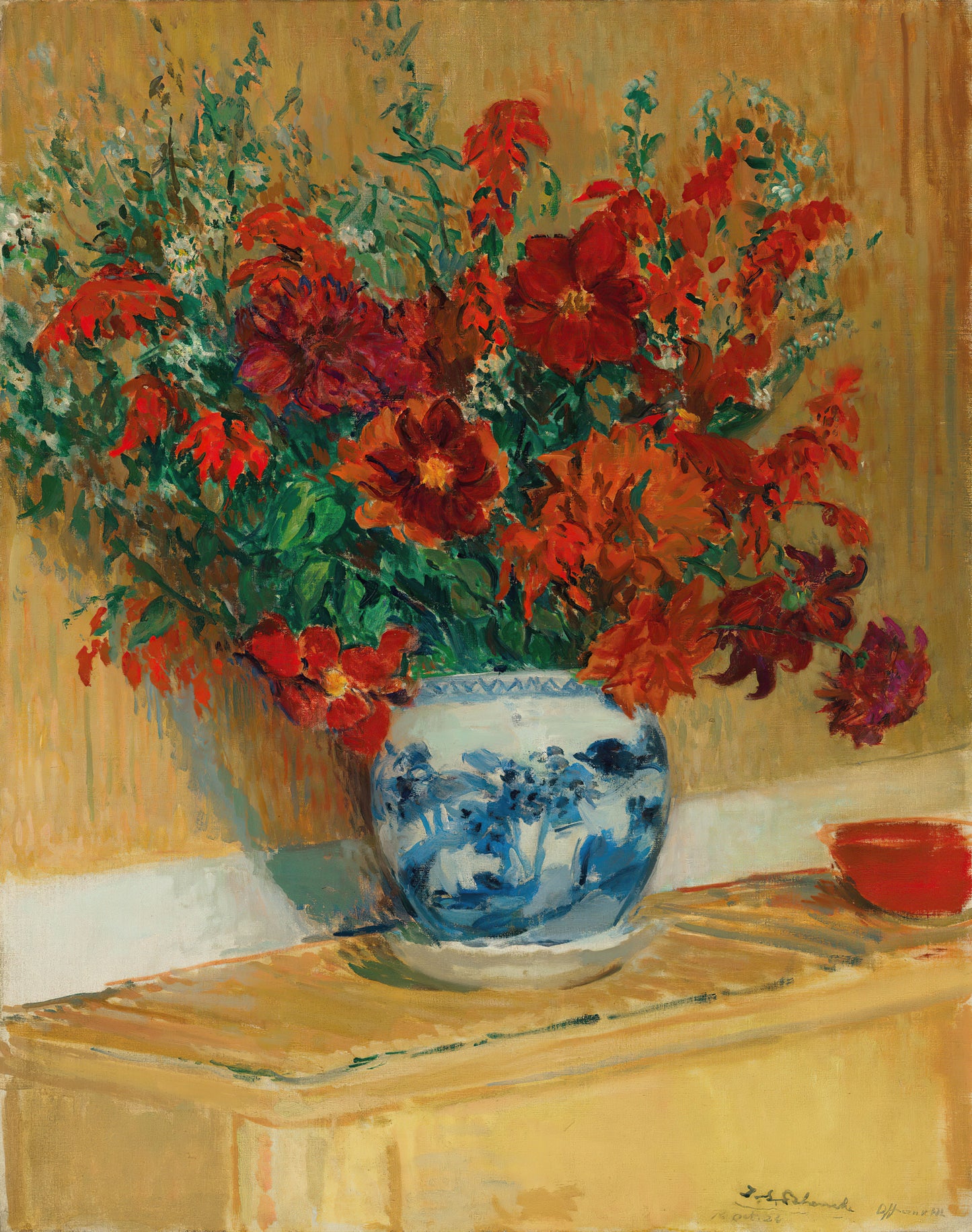 Buquê de flores em vaso azul - Jacques-Émile Blanche