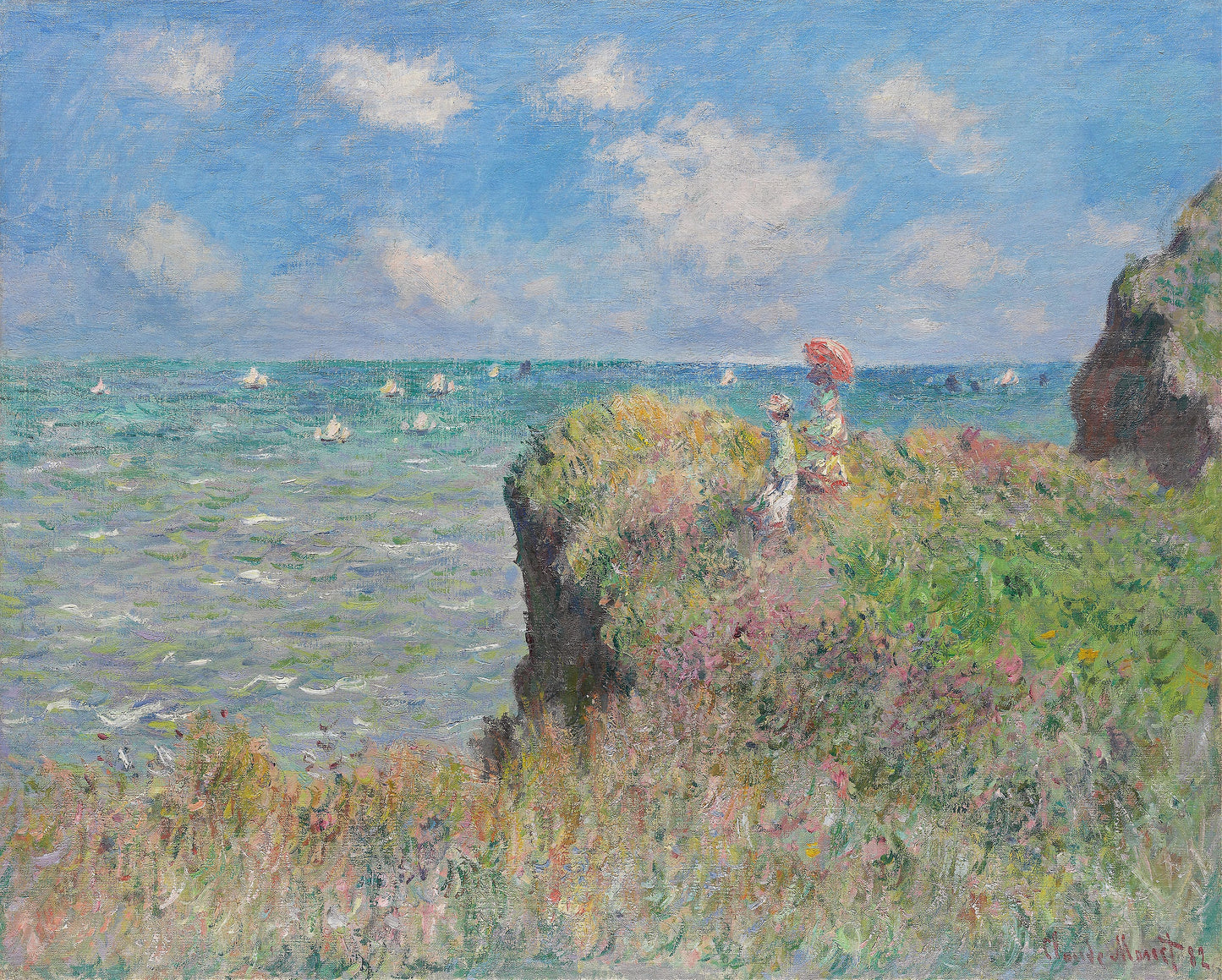 Caminhada do penhasco em Pourville - Claude Monet