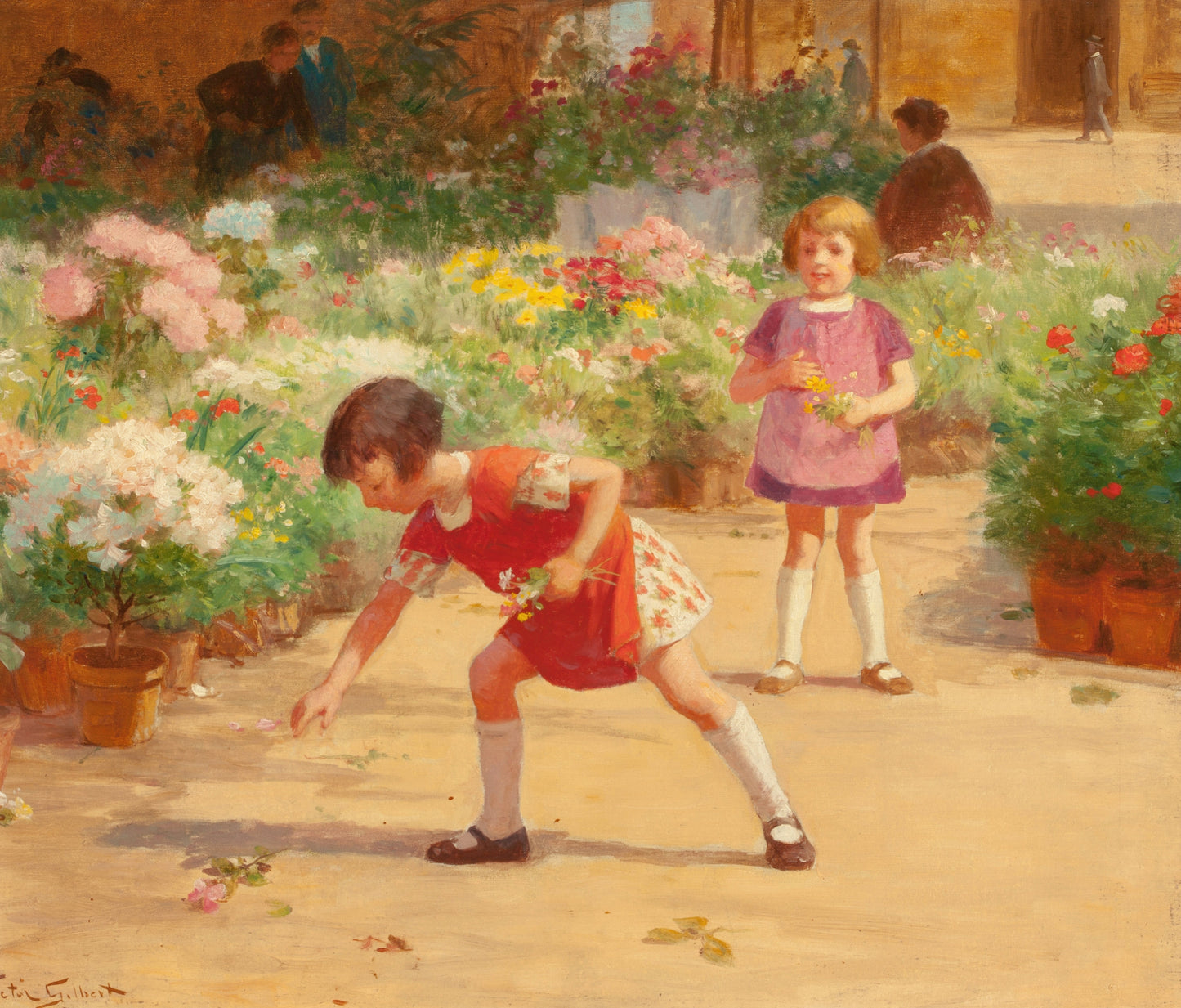 Colhendo flores - Victor Gabriel Gilbert