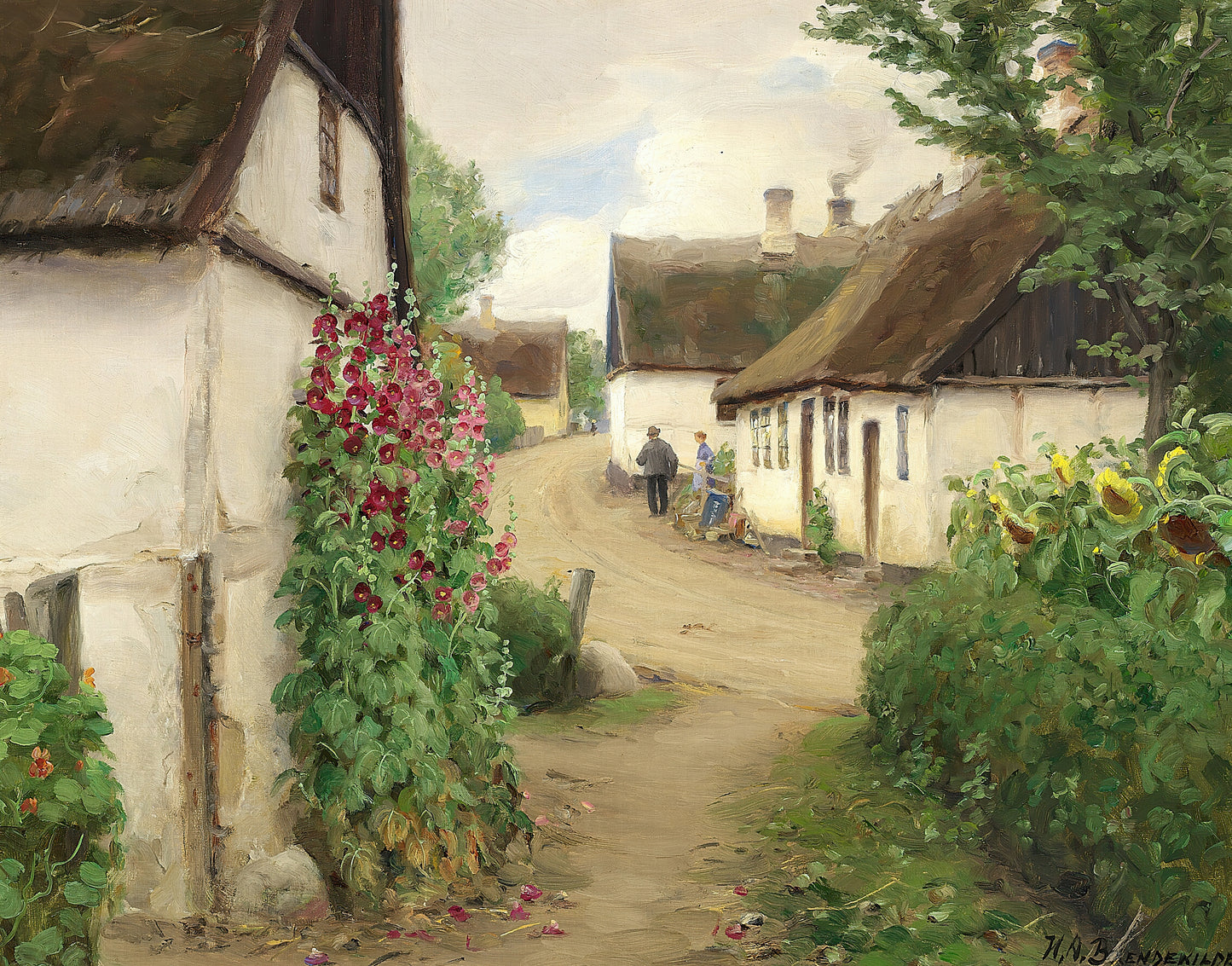 Dia de verão em uma rua de aldeia - Hans Andersen Brendekilde