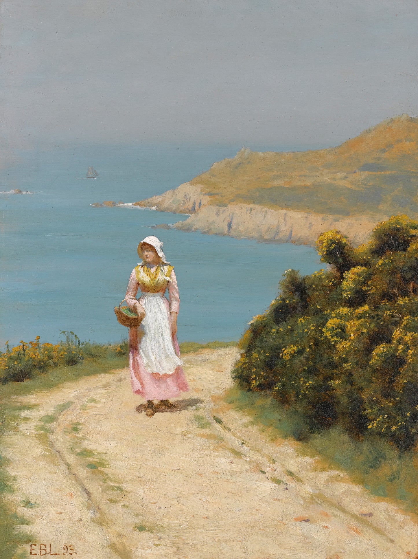 Garota em um caminho costeiro - Edmund Blair Leighton