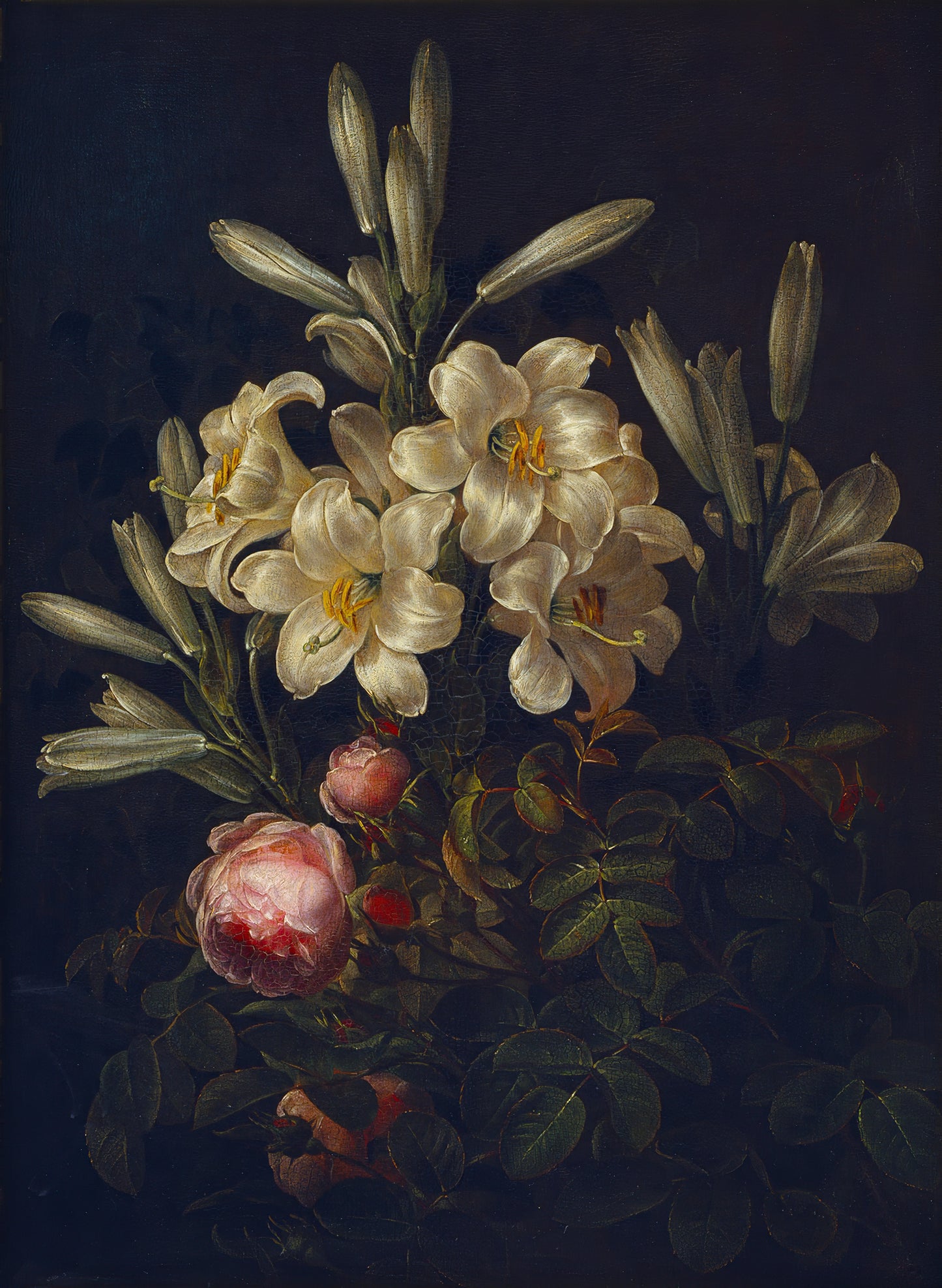 Lírios e rosas brancas - Johan Laurentz Jensen