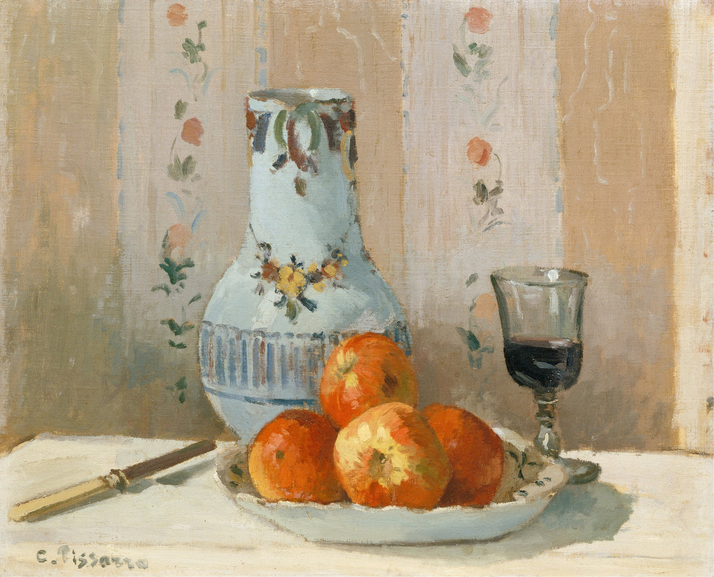 Natureza-morta com maçãs e jarro - Camille Pissarro