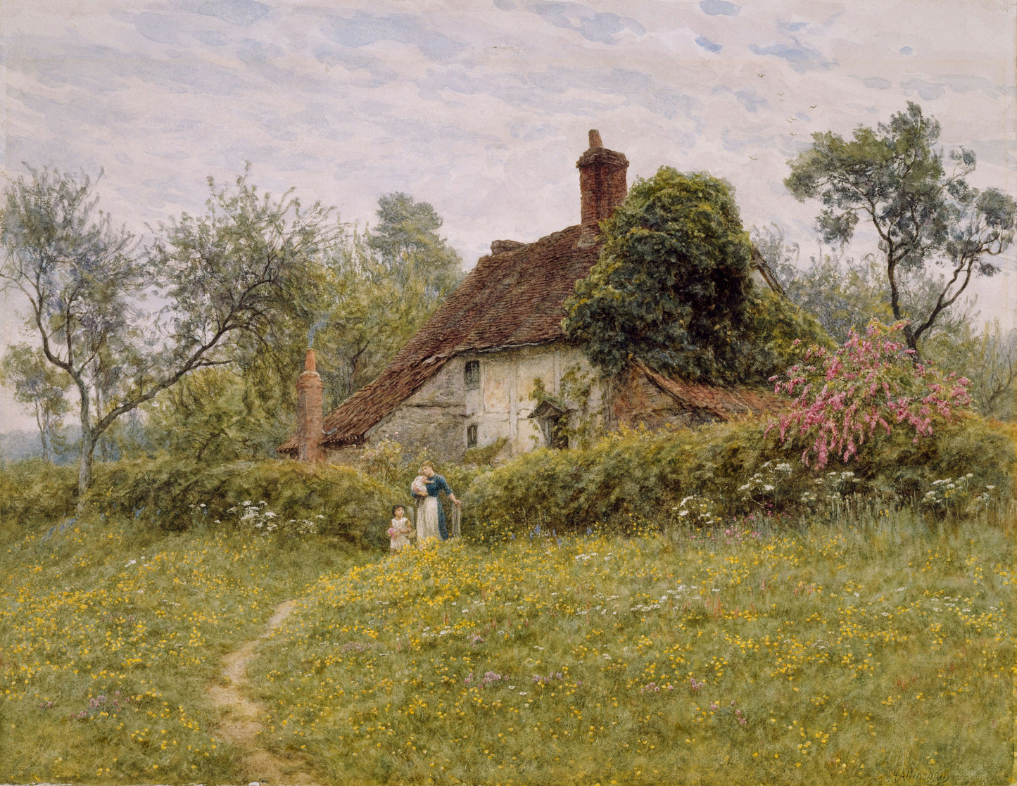 Uma casa de campo coberta de musgo - Helen Allingham