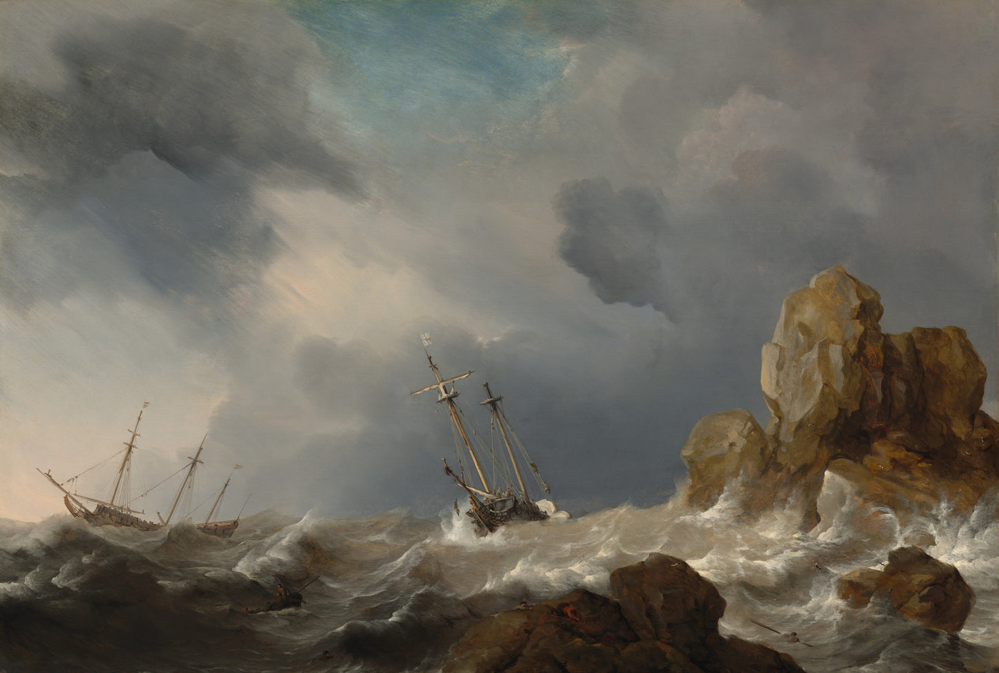 Navios em um vendaval - Willem van de Velde the Younger