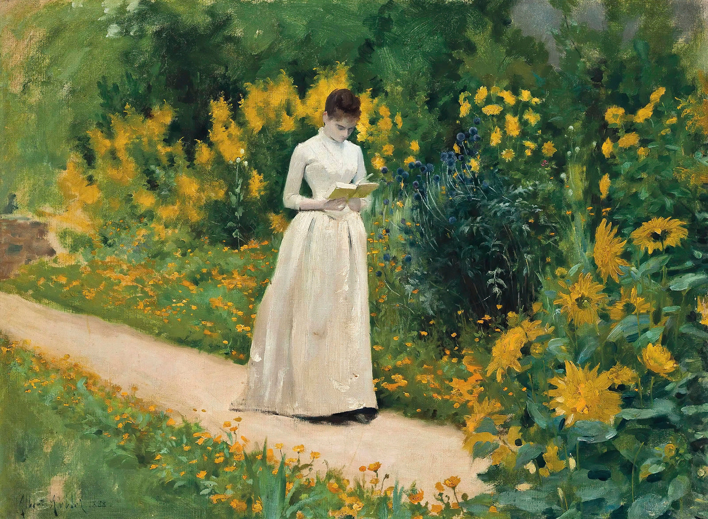Lendo no caminho do jardim - Albert Aublet