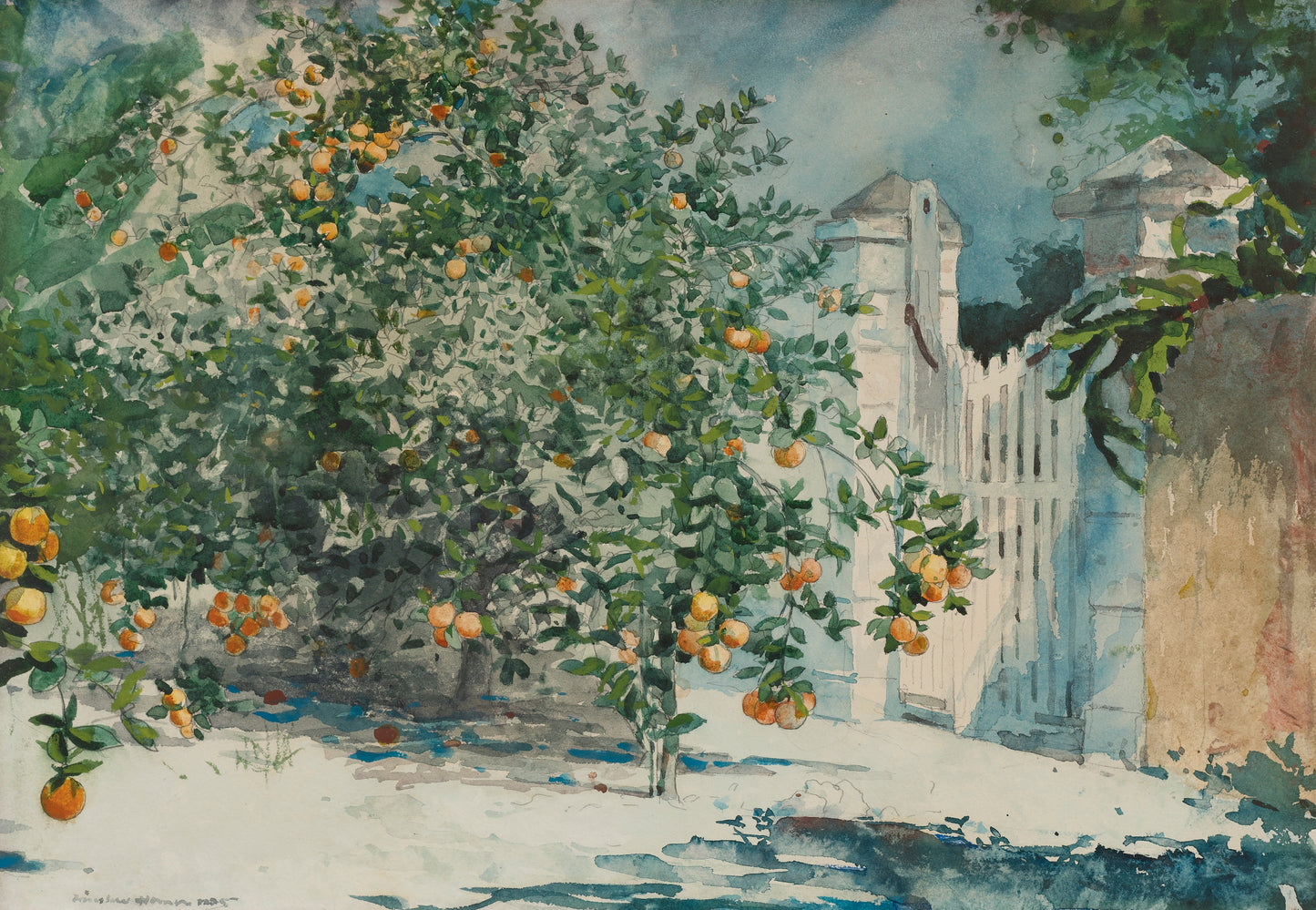 Árvore de laranjas e portão - Winslow Homer