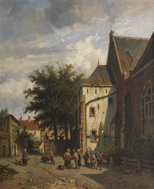 Atrás da igreja ocidental em Enkhuizen - Adrianus Eversen