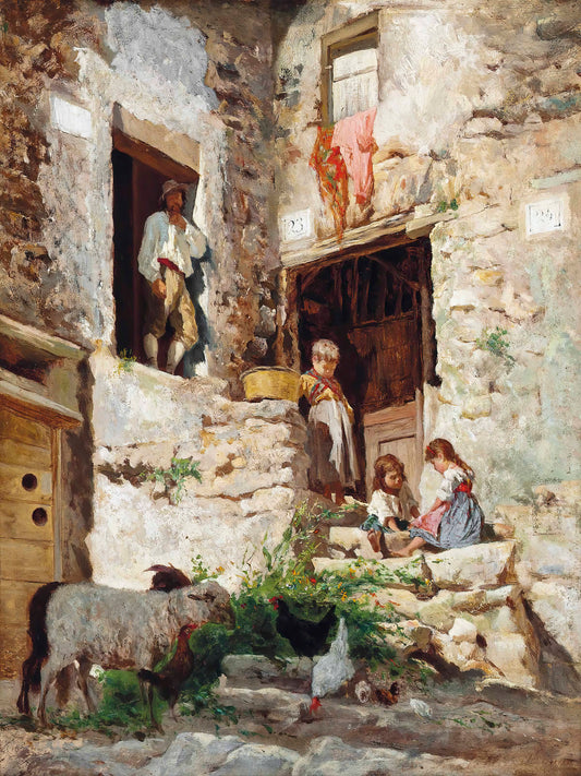 Brincando nos degraus de uma vila italiana - Aurelio Tiratelli
