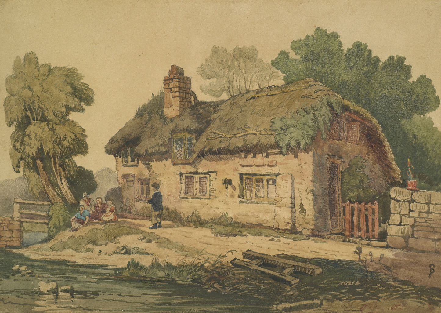 Brook e casa de campo - Samuel Prout