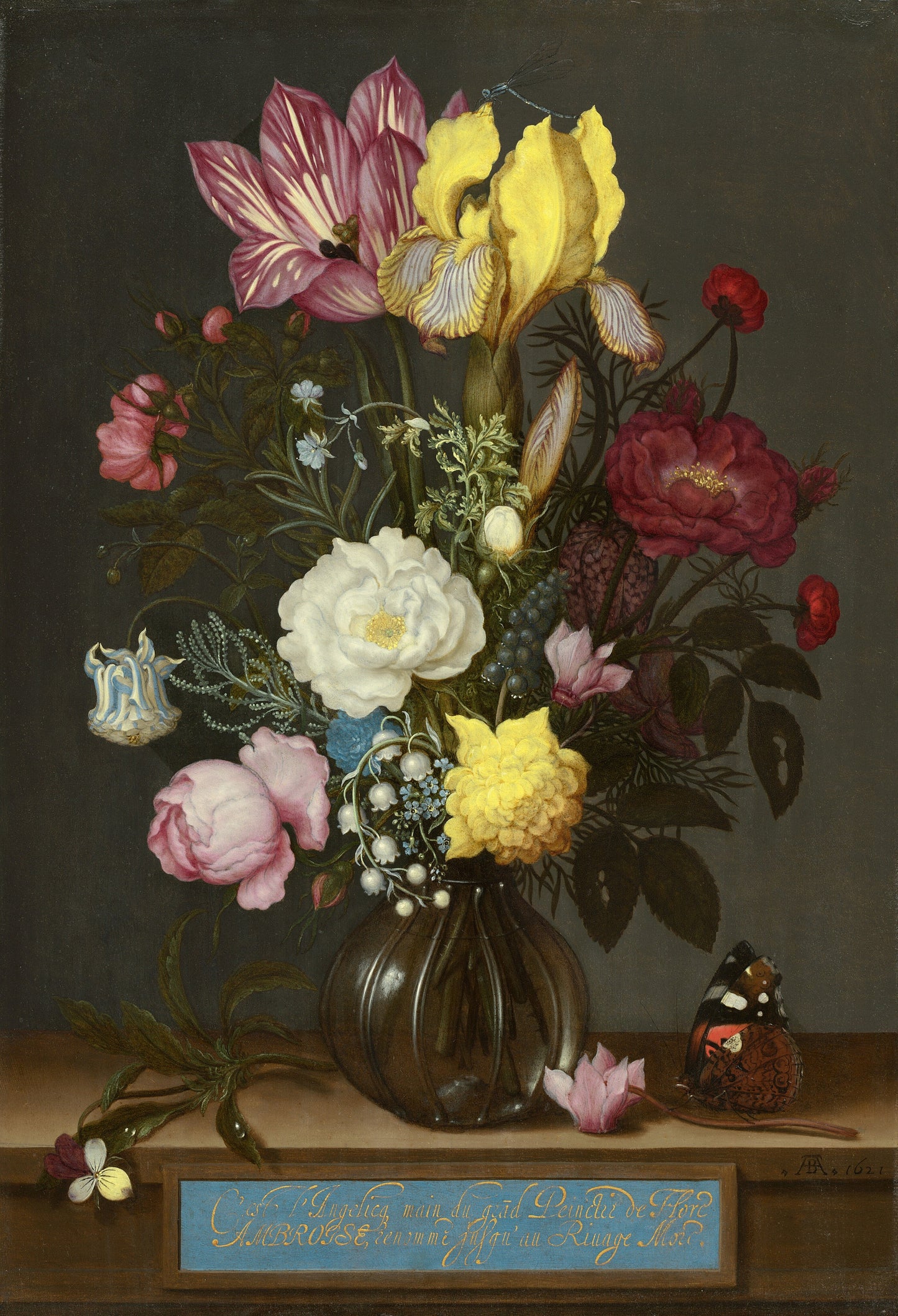 Buquê de flores em um vaso de vidro - Ambrosius Bosschaert