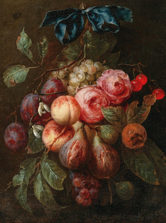 Frutas e flores penduradas em uma fita - Joris van Son