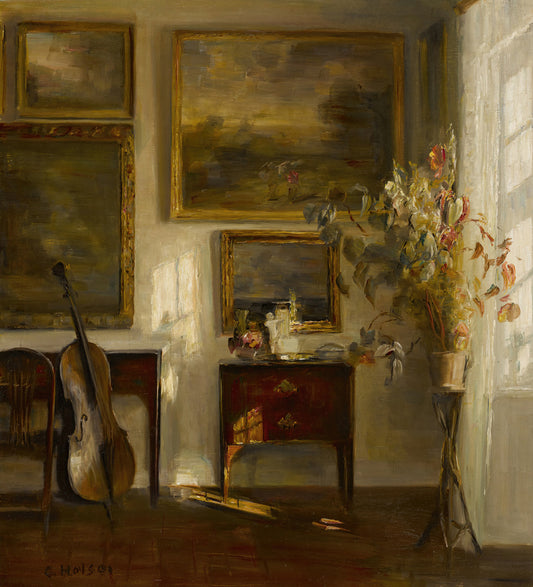 Interior com violoncelo - Carl Holsøe