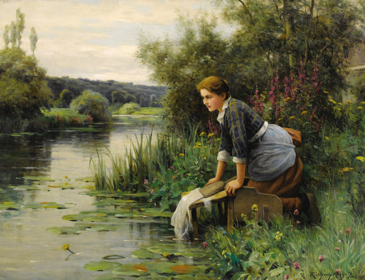 Lavadeira à beira da água - Daniel Ridgway Knight