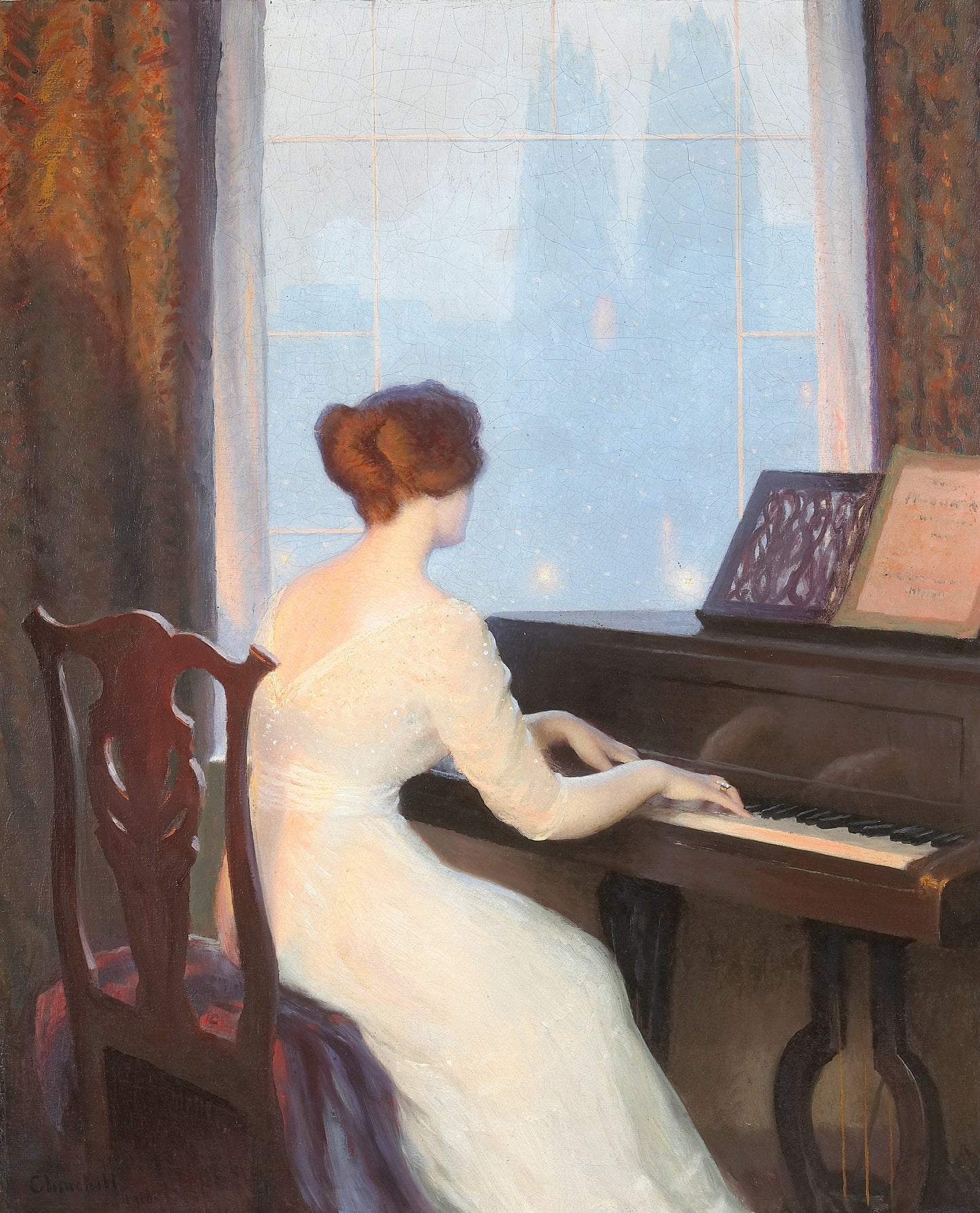 Menina tocando piano - William Worcester Churchill
