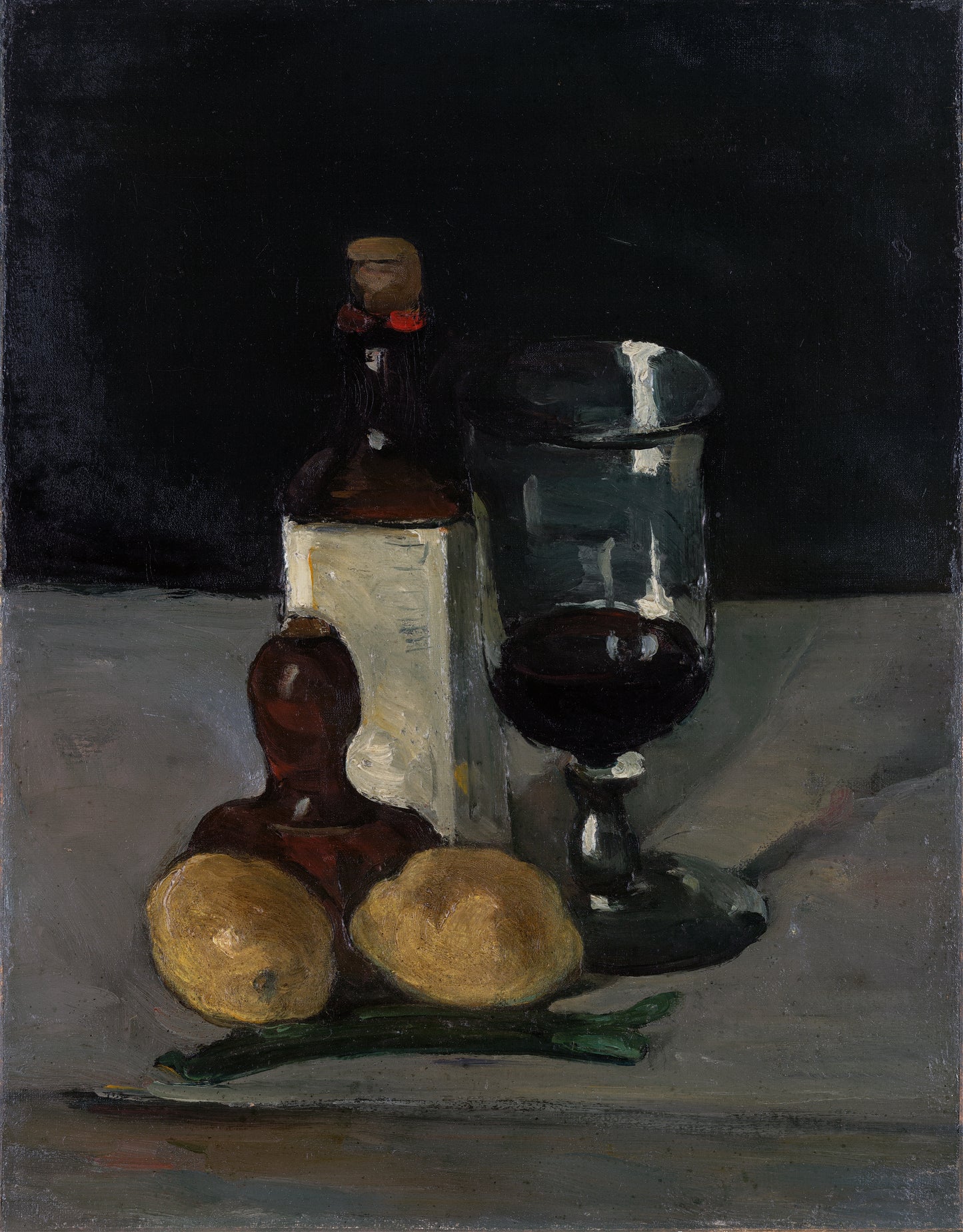 Natureza morta com garrafa, copo e limões - Paul Cézanne