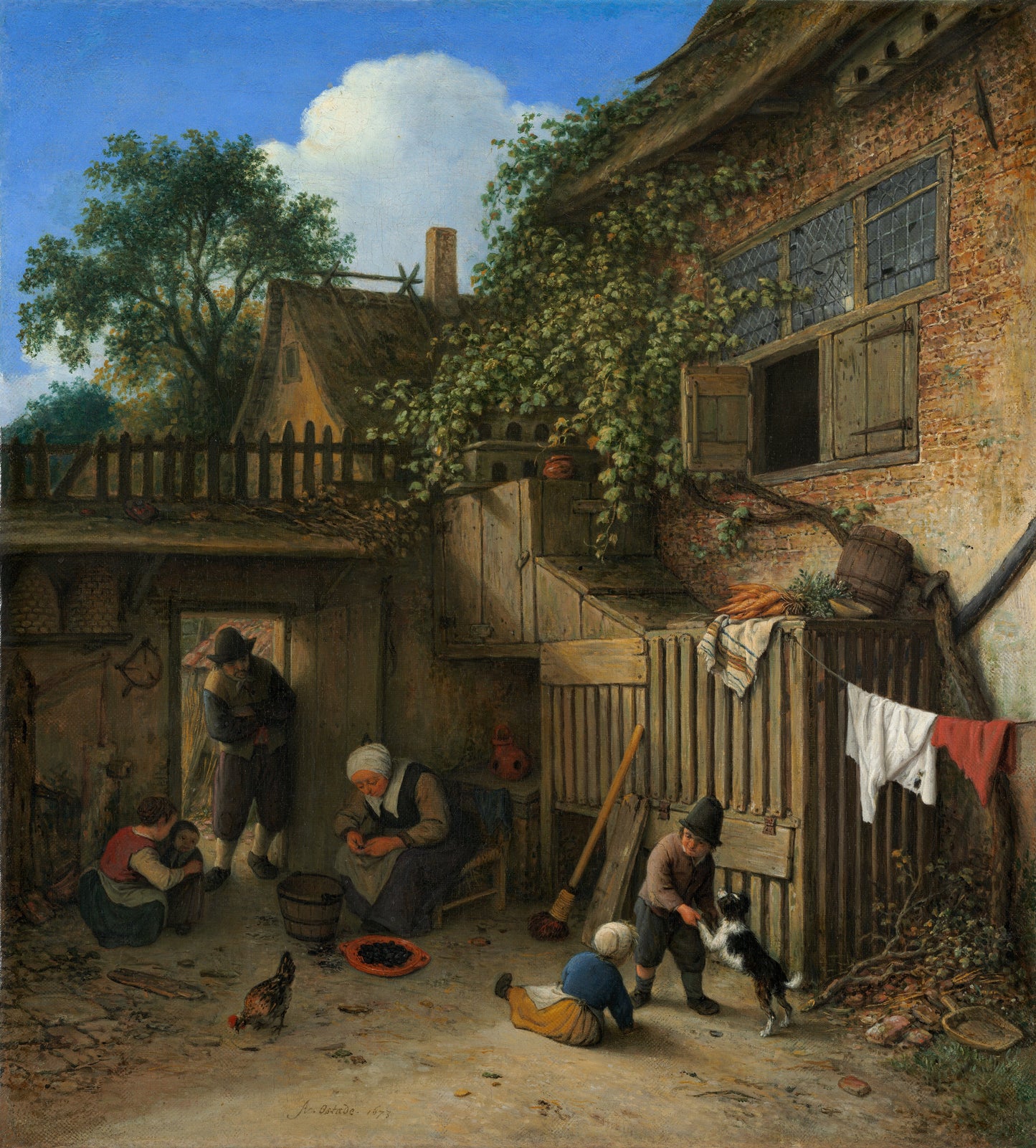 O pátio da casa de campo - Adriaen van Ostade