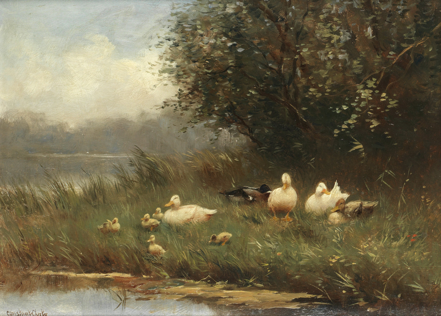 Patos e patinhos à beira da água - Constant Artz