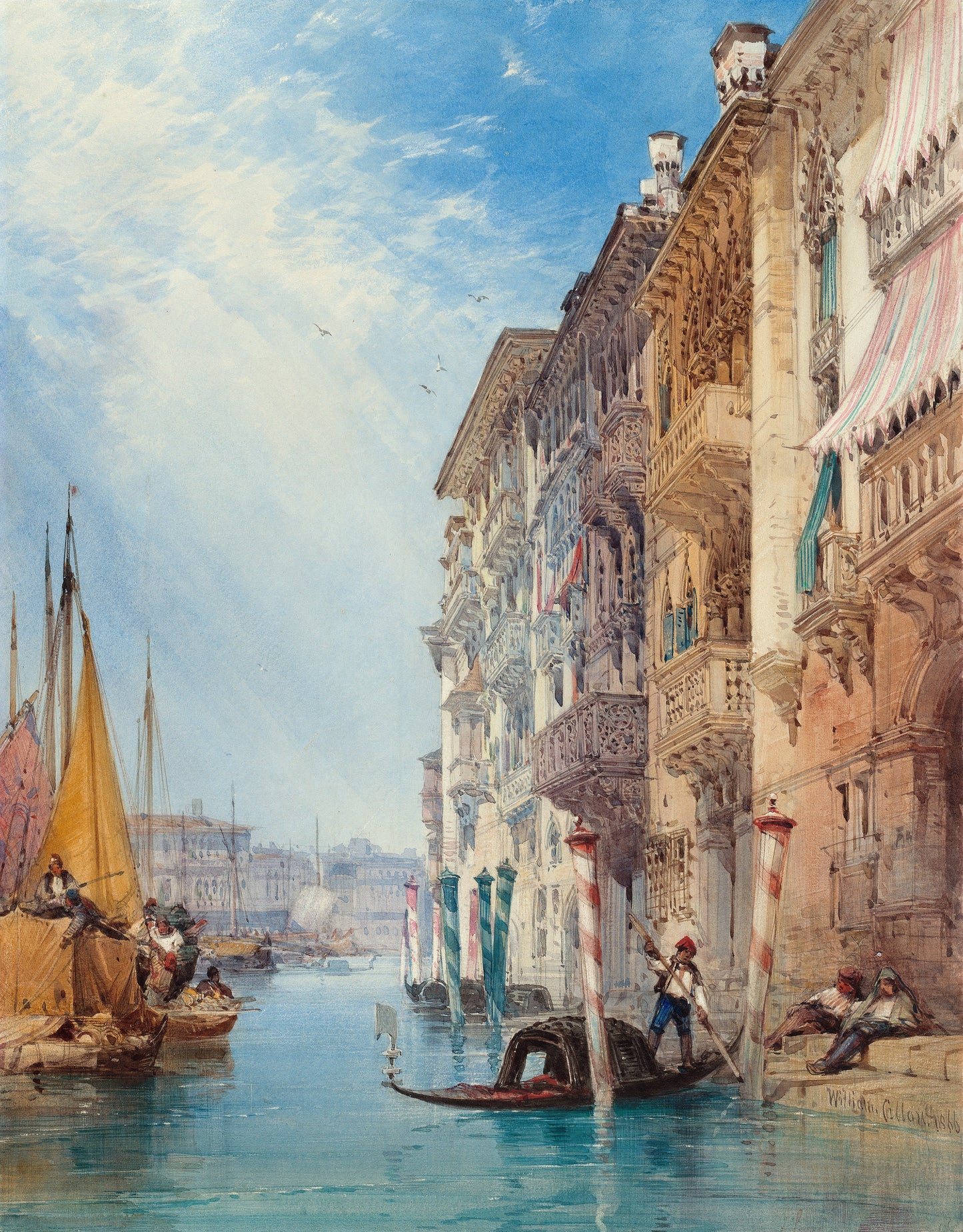 Uma gôndola no Grande Canal, Veneza - William Callow