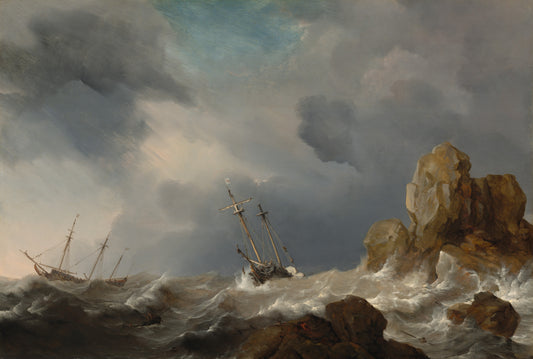 Navios em um vendaval - Willem van de Velde the Younger