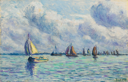Barcos no Rio Mosa em Roterdã - Maximilien Luce